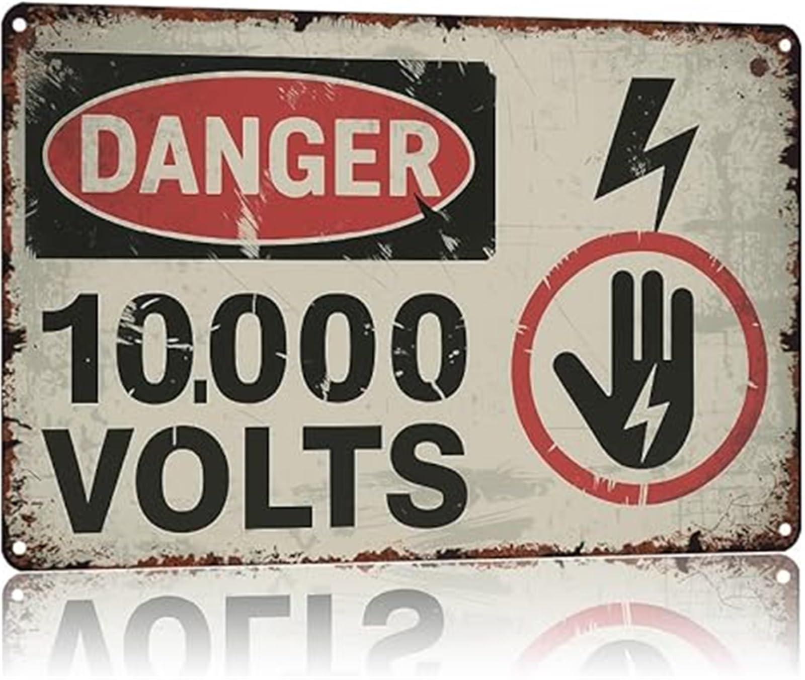 FNYUVNFAF Danger 10000 Volts High Voltage Warning Rustic Tin Sign Humorous Caution Decor for Home Garage Man Cave 8 X 12 in