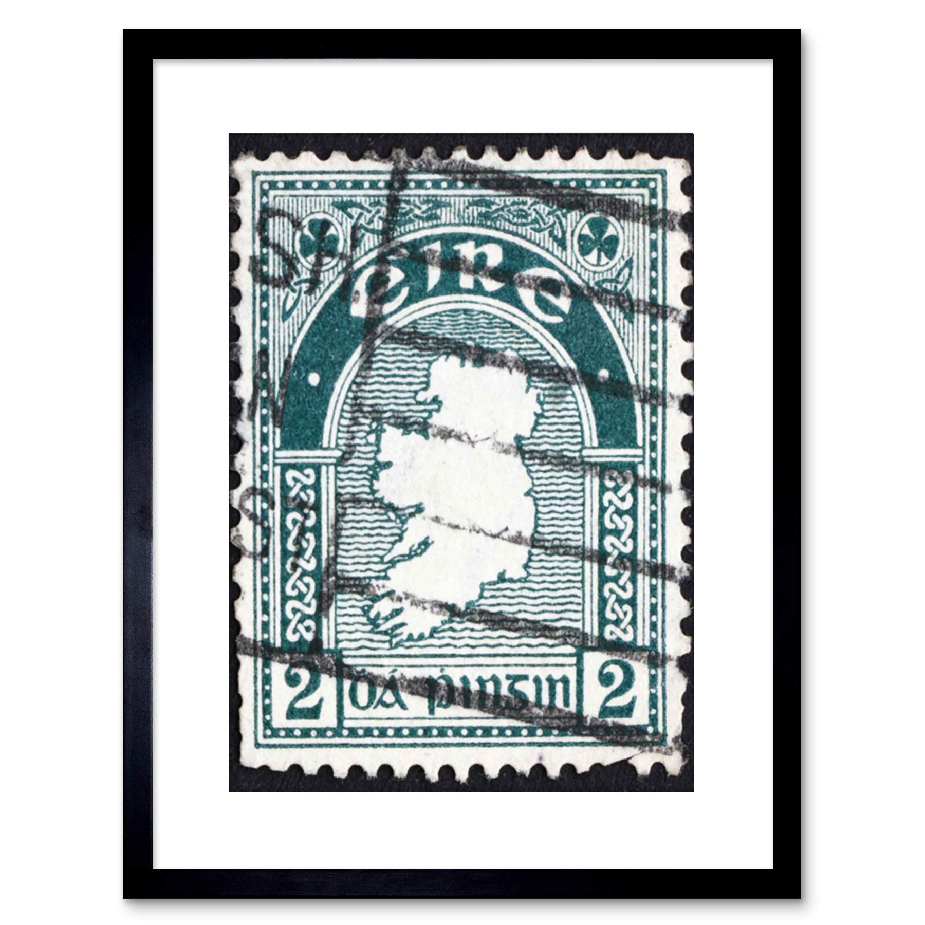 Wee Blue Coo POSTAGE STAMP IRELAND VINTAGE MAP PHOTO FRAMED PRINT F97X5775