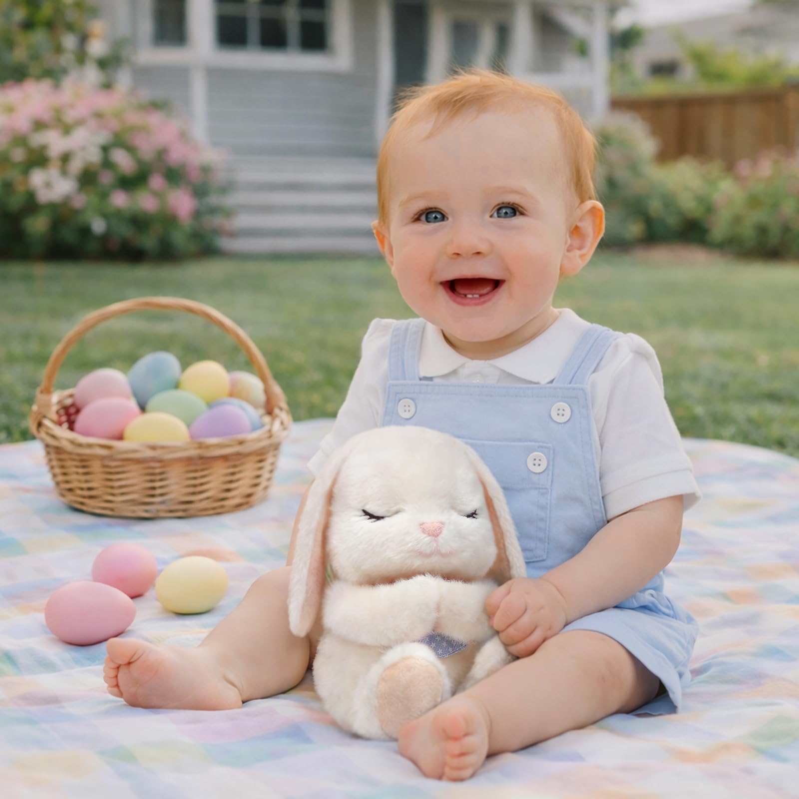 Baptism Gifts for Boys, Catholic Christening, Baby Dedication & Baptismal Gift Set for Baby Boys & Kids, with 9" Musical Praying Bunny Plush Toy & Everybunnies' Blessing Book in Keepsake Box