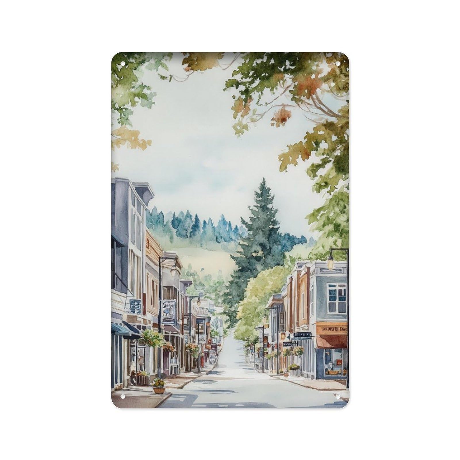 peiyeety Metal Tin Sign Beaverton Oregon Watercolor Travel Wall Decor Beaverton Landscape Wall Sticker Home Decor Oregon Gift Art Enthusiasts Landscape 8 X 12 Inch