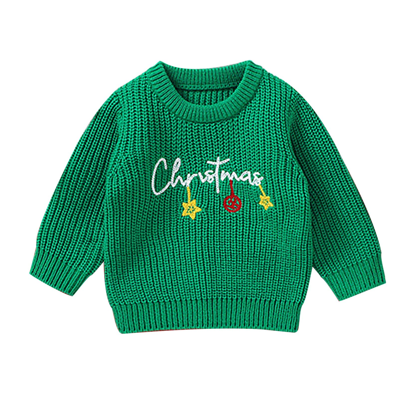 RNTOP Baby Christmas Sweater Pullover Toddler Girls Boys Long Sleeve Crewneck Embroidery Knit Fashion (GN1, 6-9 Months)