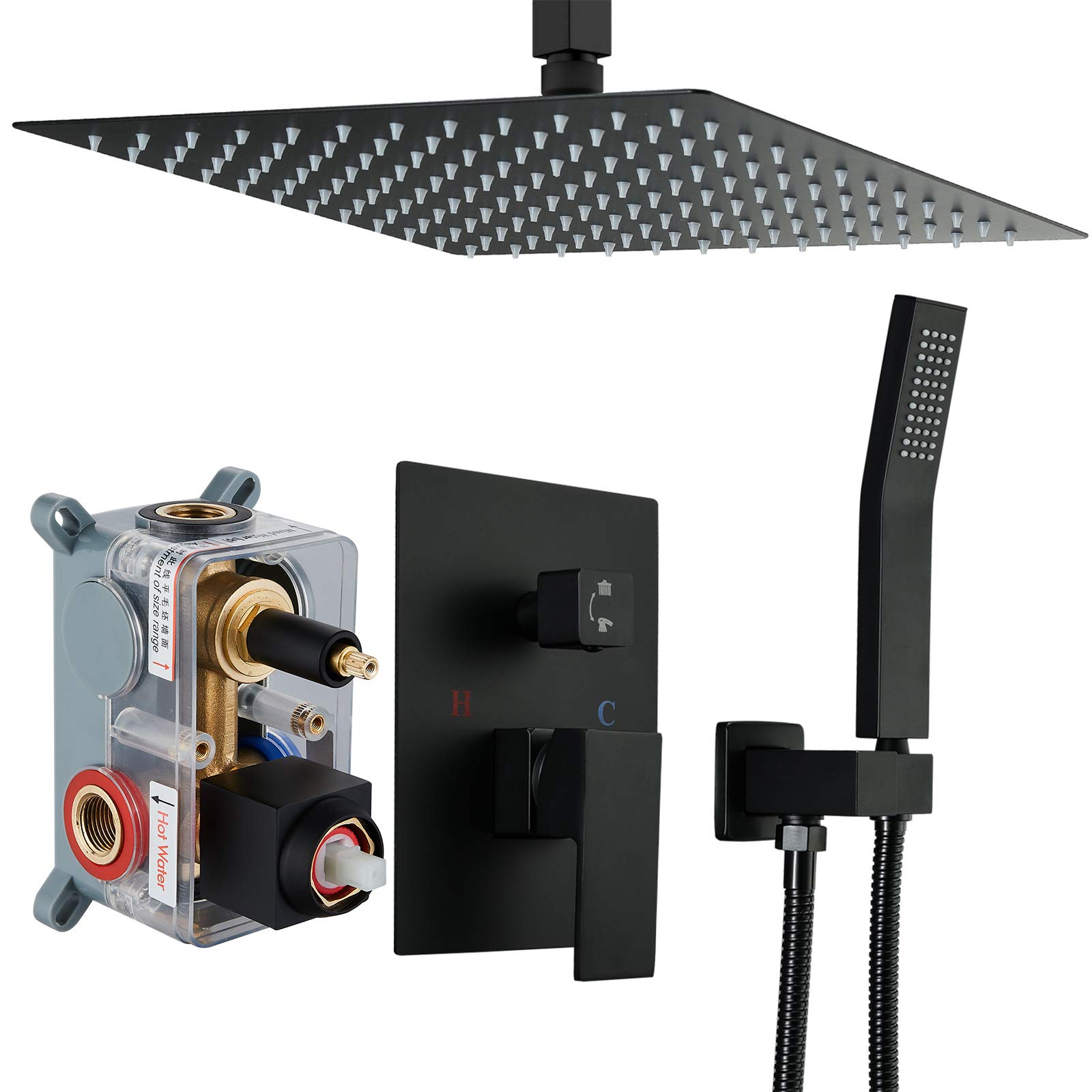 Buy gotonovo Rain Shower System Matte Black Ceiling Mount 12 Inch