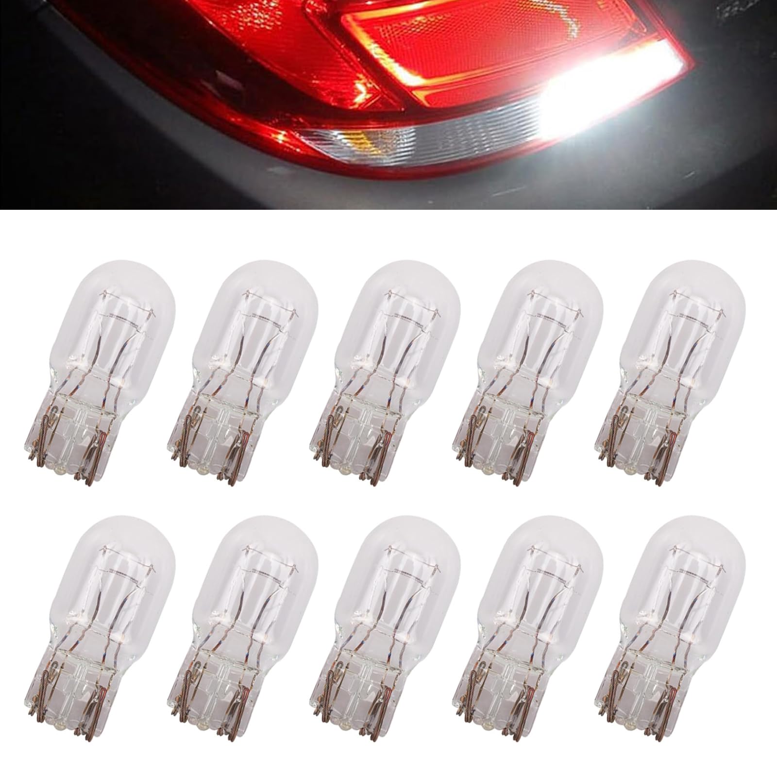 10 PCS T20 (1891/7443) Car Instrument Light, 12V 21/5W Quartz Glass Double Wire Design Halogen Brake Light, 360-degree Lighting Replacement Accessory, Compatible with Most Models (White)