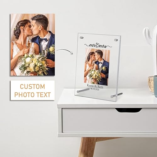 Miniatura 2 de Marco de fotos personalizado de Mr & Mrs. Marco de fotos acrílico, impresiones de fotos personalizadas, regalos para bodas, marcos de compromiso