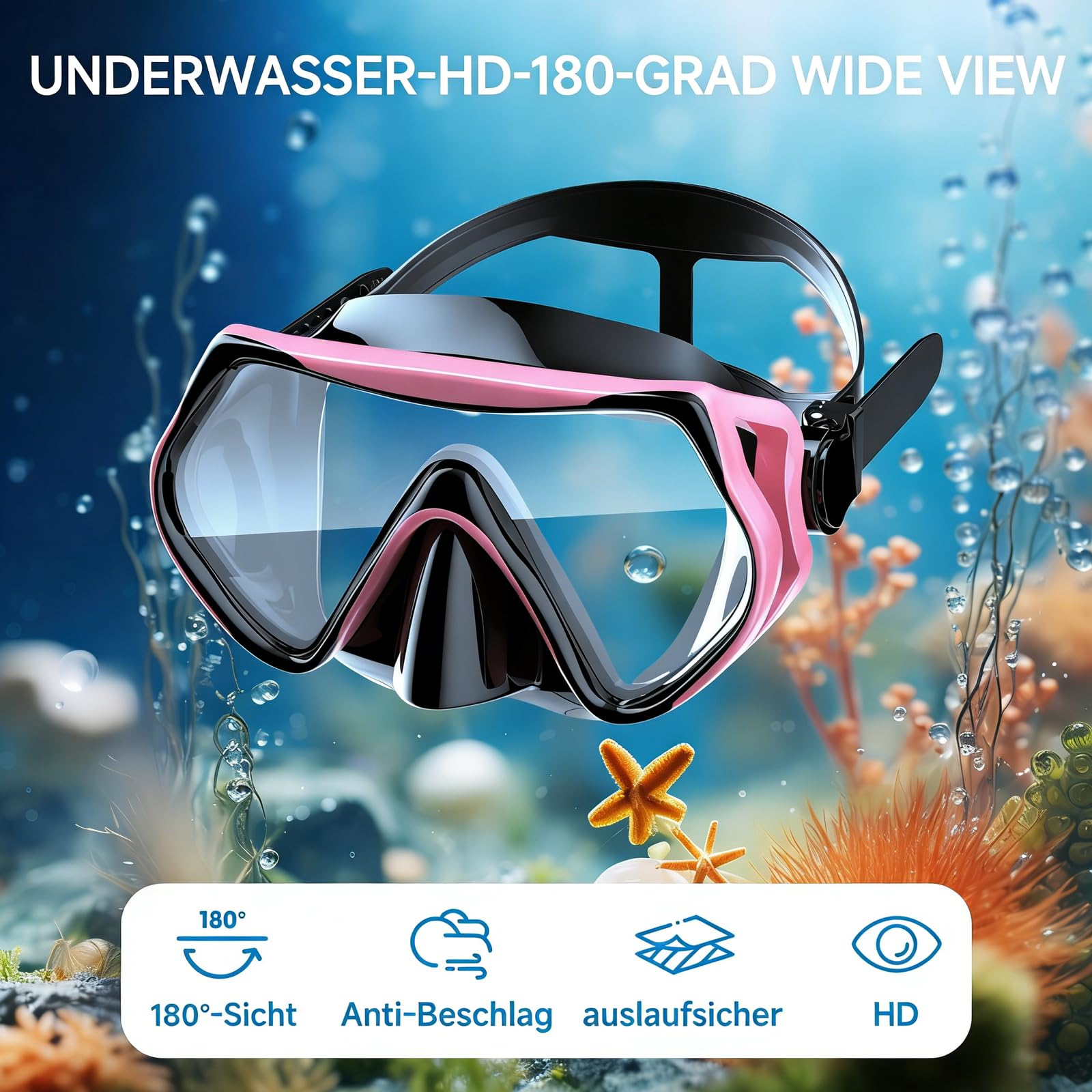 Schnorchelset Erwachsene Trocken mit Maske & Schnorchel Antibeschlag 180°-Panoramablick Schnorchelset Damen Herren zum Schnorcheln Schwimmen Strandurlaub