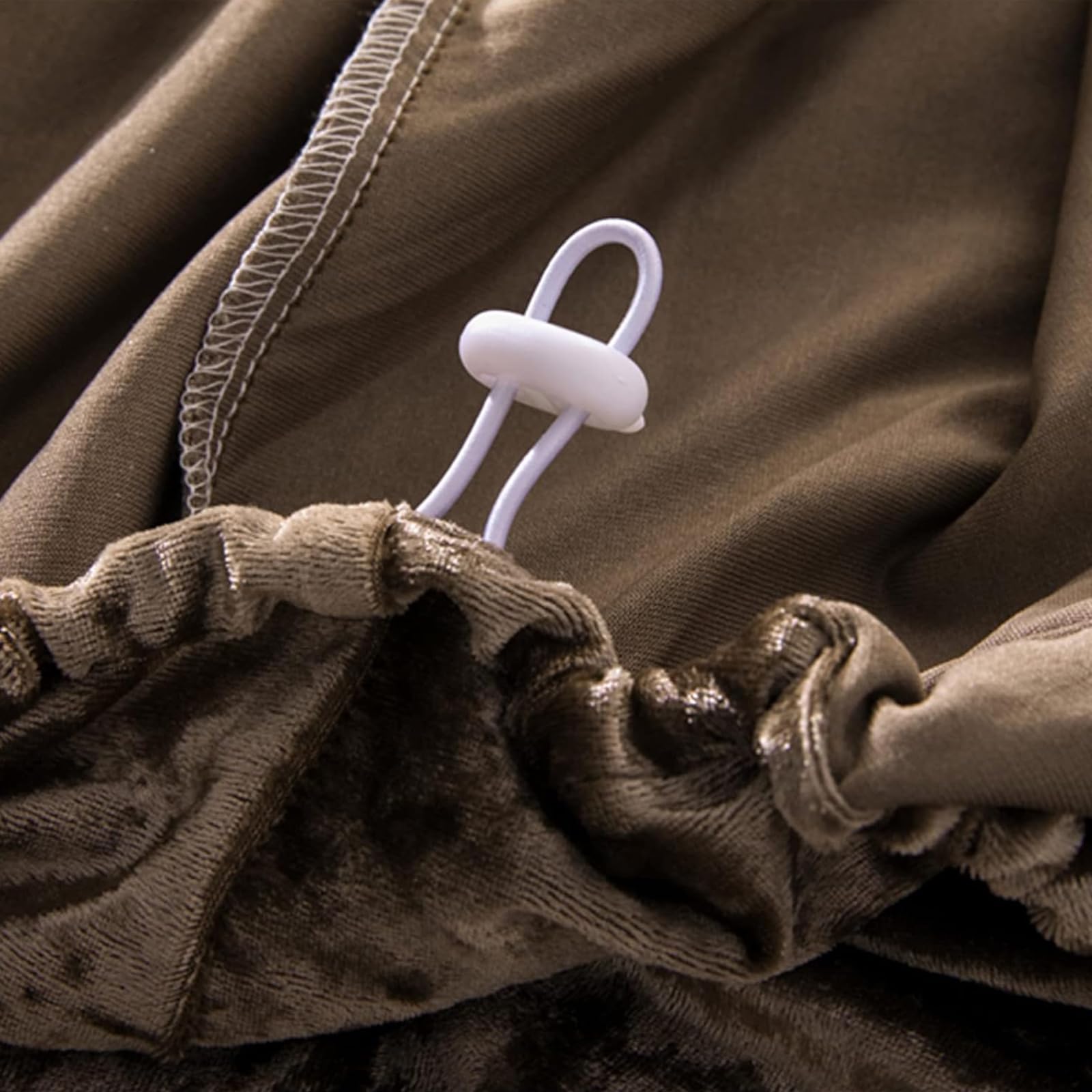 Staubdichte Bett-Kopfteilbezüge, einfarbiger Samt-All-Inclusive-elastischer Kopfteil-Rückenlehnen-Schutzbezug für King-/Doppelbett als Schlafzimmerdekoration,Braun,200cm