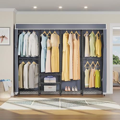 Vista 19 de VIPEK V40C - Perchero de ropa cubierto resistente con cubierta, armario independiente personalizado, armarios portátiles para dormitorio, armario