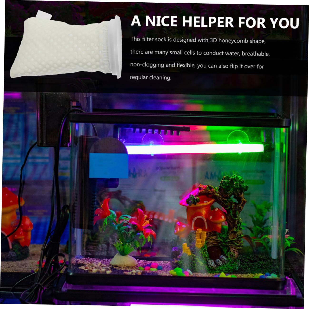 Angoily 11pcs Aquarium Filtering Socks Honeycomb Filtration Tanks Ponds Pools Efficient Impurity Removal