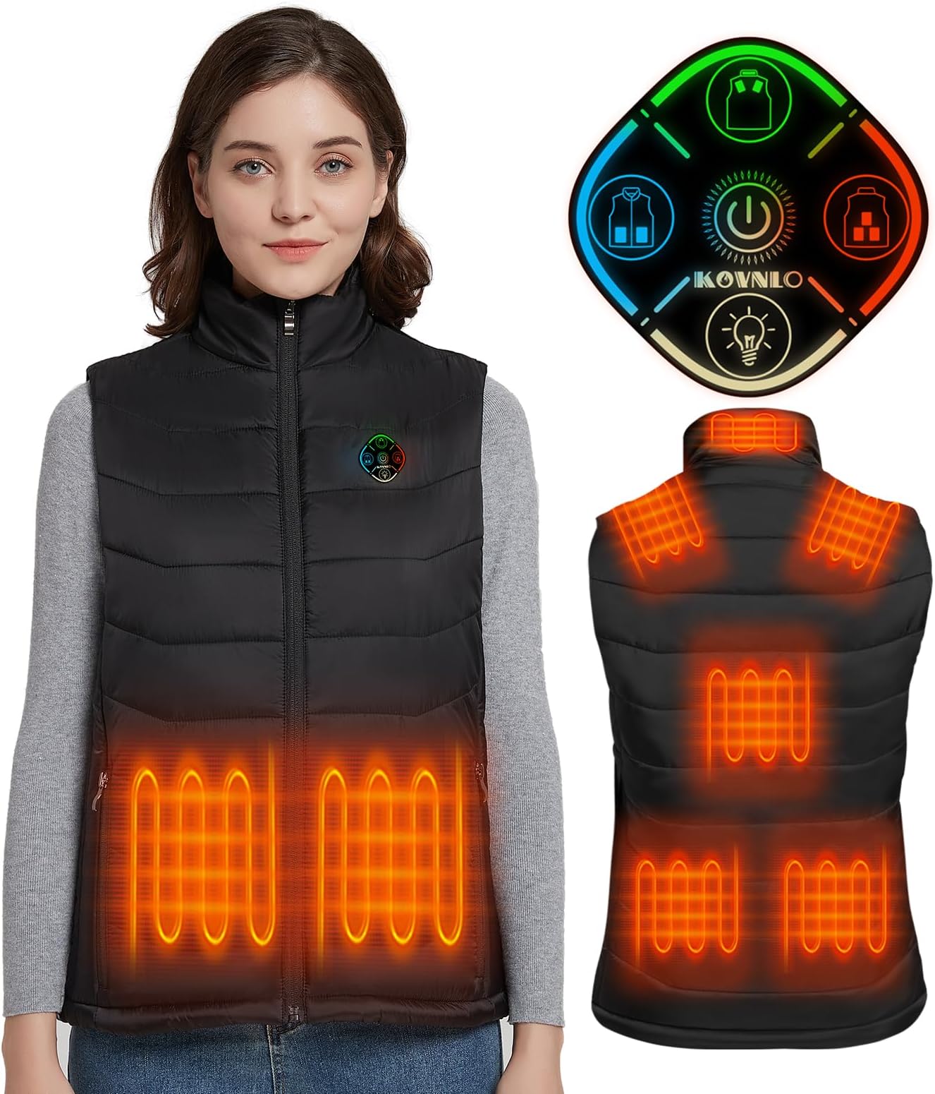 Heated Vest Women, (Battery Pack Not Included) Smart Controller With Lights-out, Electric Warming Heated Jackets