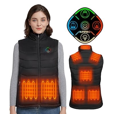 KOVNLO Heated Vest Women, (Battery Pack Not Included) Smart Controller With Lights-out, Electric Warming Heated Jackets
