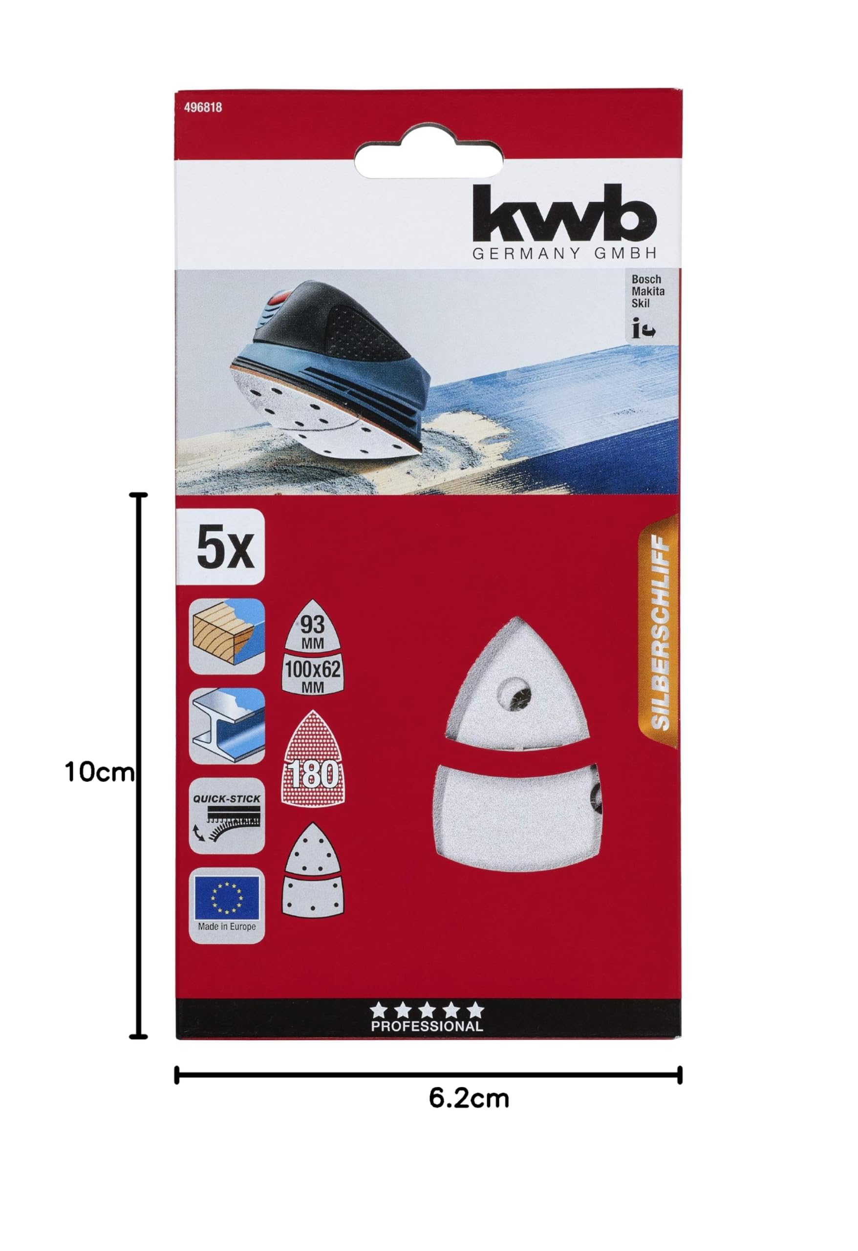 Triangoli Abrasivi Delta - 60 Pezzi, 6 Fori, 93x93mm, Mix Grana 40-240 - Per Levigatrici Delta, Legno, Metallo - Foto 4