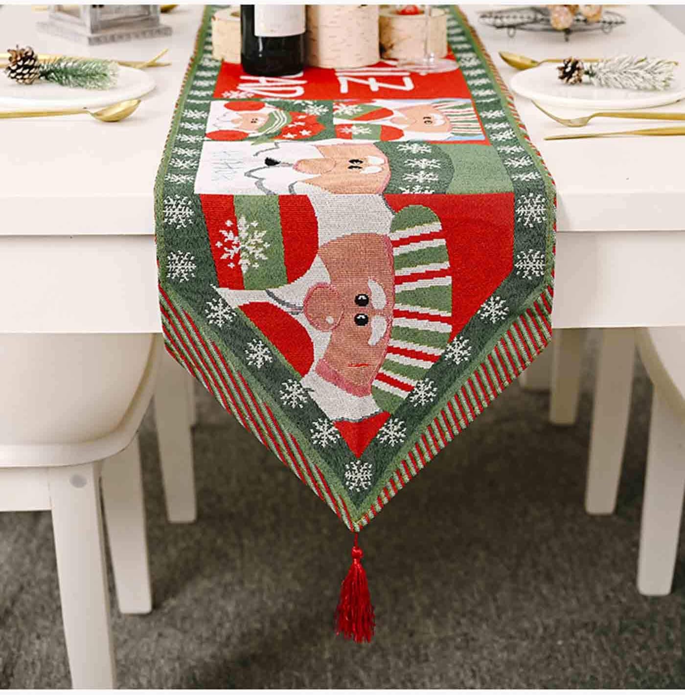 Linen Burlap Christmas Table Runners With Tassel Coffee Table Runner For Farmhouse Kitchen Dinner Holiday Parties Wedding Events Decor 71 Inch Long Father Christmas Amazon Co Uk Home Kitchen