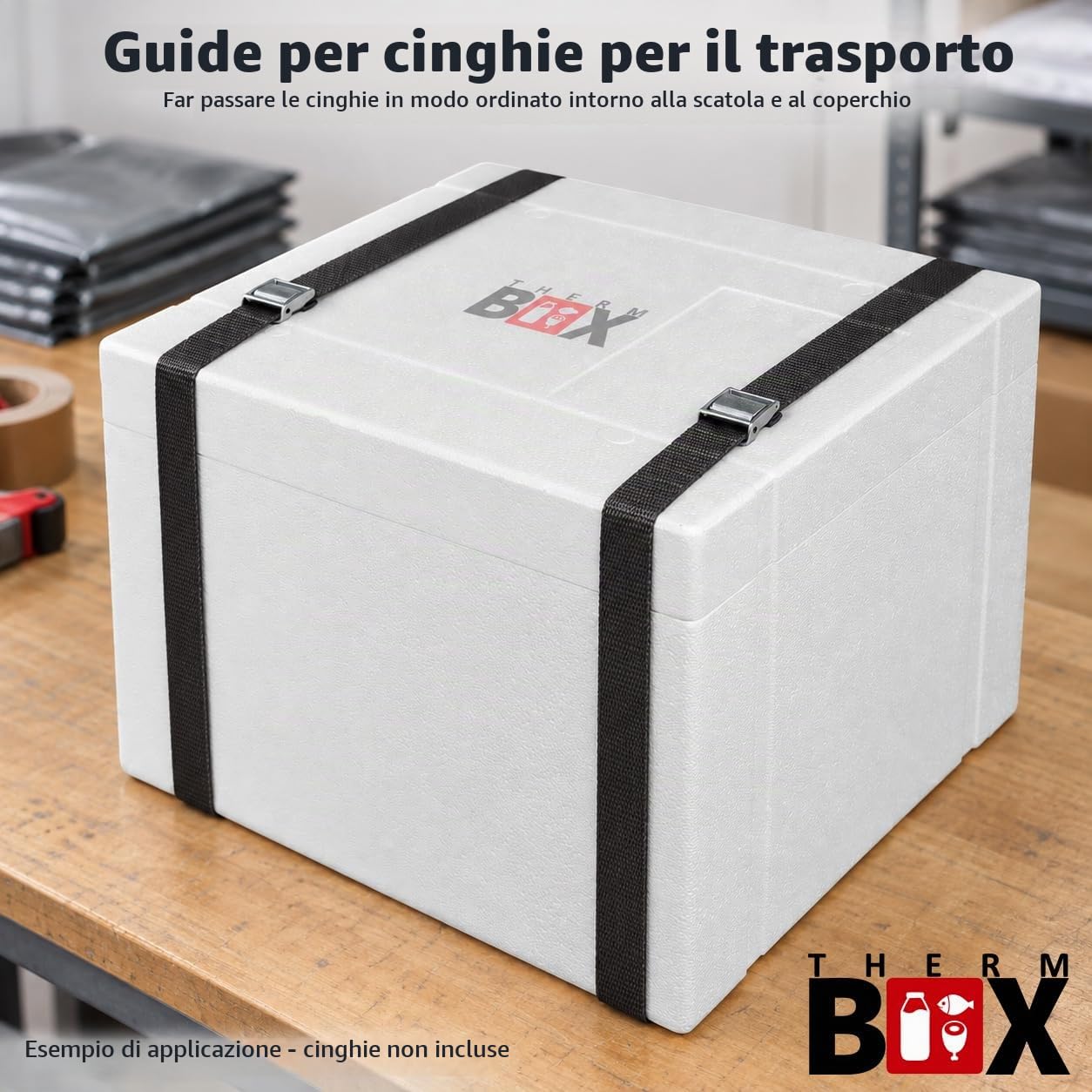 THERM-BOX contenitore in polistirolo 53W Interno: 47x38x29cm Parete: 5cm Volume: 53,24L Contenitore isotermico Box frigo Scatola termica Riutilizzabile