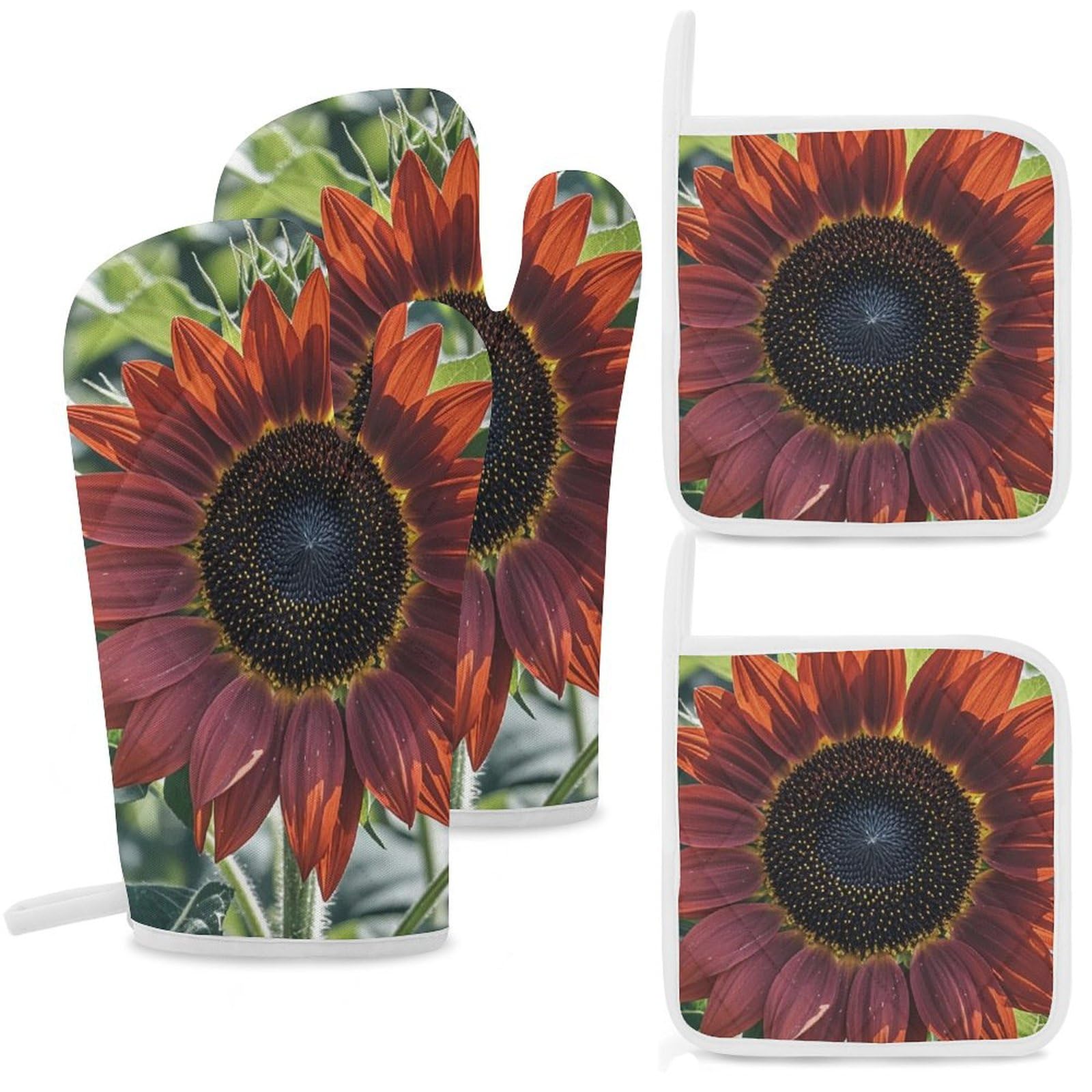 Gants de cuisine et maniques anti-chaleur (lot de 4) antidérapants et lavables