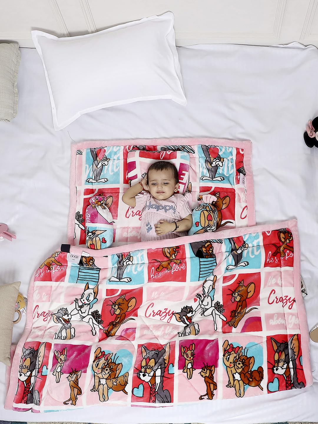 Monte Carlo Baby Kids Unisex 4 Teen 3 Ply 1609 GSM Boys & Girls Winter Blanket (Baby Pink)-picture-10