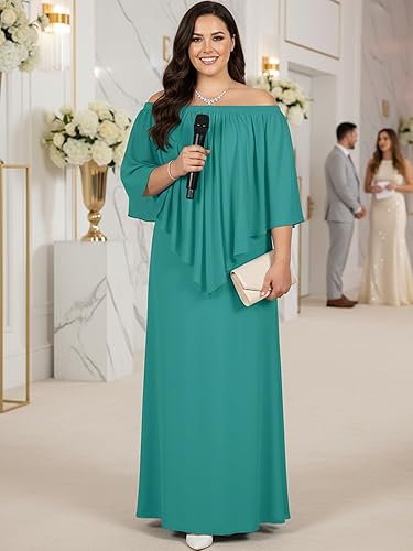 Miniatura 5 de KOH KOH Vestido largo maxi de ajuste suelto para mujer, sin tirantes, con hombro descubierto, favorecedor para cóctel