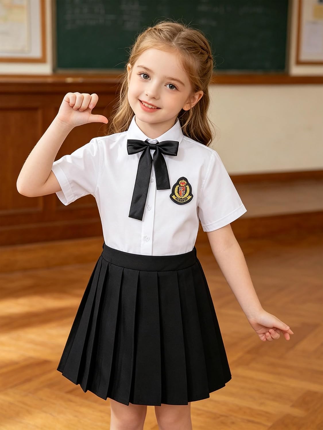 DINORMIN Girls White Blouse And Skirt Set School Skirts Sets Casual Summer Uniform for Photography Daily Wear