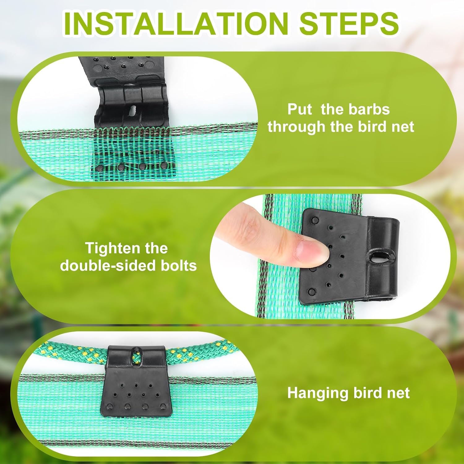 Beeveer 250 Pcs Bird Netting Mounting Clips Butterfly Shape Reusable Plastic Black Fabric Net Fixing Clips for Garden Anti, Make Installing Bird Netting Easy and Fast image 4