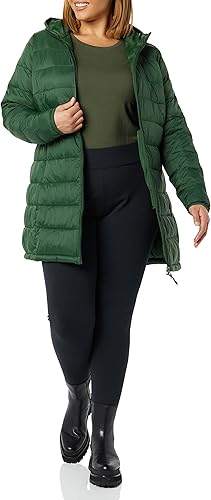 Miniatura 5 de Tienda Essentials - Abrigo acolchado, ligero y resistente al agua con capucha para mujer, disponible en talla extragrande