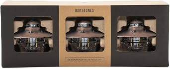 Barebones Edison Pendant String Lights - Copper, 3 Edison-Style LED Bulbs with 10-Foot Cord, Energy-Efficient Outdoor Lanterns for Patio, Garden, or Indoor Decor