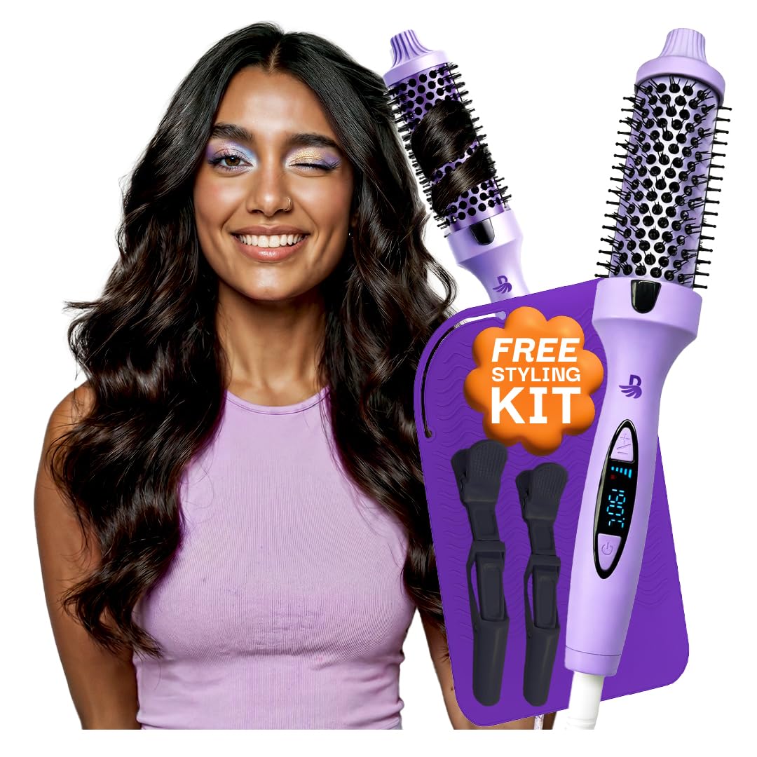 Bombae Thermal Blowout Round Brush | 72H Styling Hold | Pro Blowout Styler | Volumiser, Straightener & Curler | 5 Heat Settings (130210C) | Ceramic Ba...