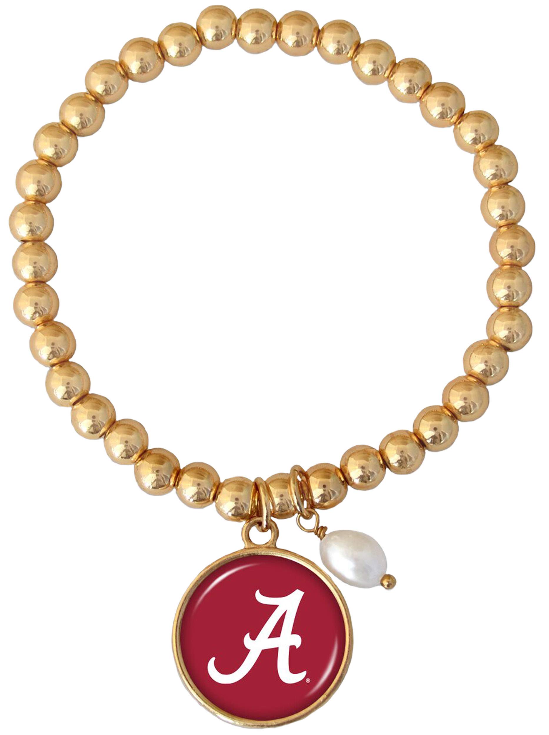 From the Heart Enterprises Alabama Crimson Tide Diana Gold and Pearl Stretch Bead Bracelet Jewelry UA