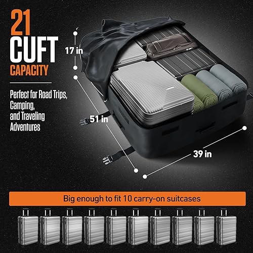 Miniatura 3 de VENTURE 4TH Portaequipajes para techo de automóvil, bolsa de techo impermeable de 21 pies cúbicos con 10 correas de compresión y amarre resistentes,