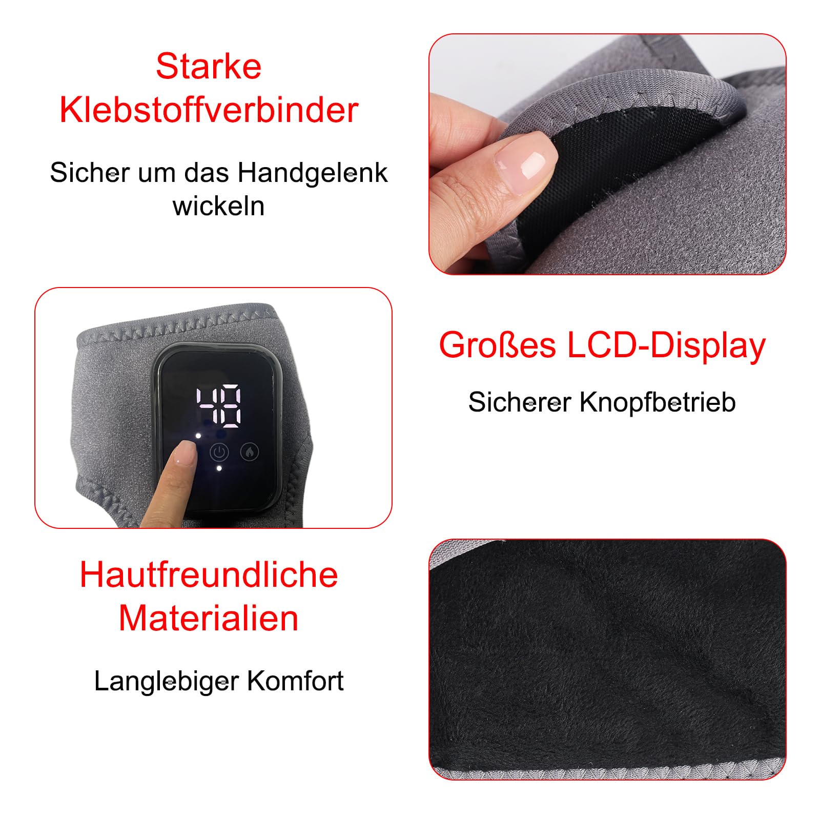 Fussmassagegerät, 3-in-1 Fußmassagegerät für Schmerzlinderung & Durchblutung, Wiederaufladbar Knöchel & Ferse Massage 2er Pack mit Wärme, Anthrazit,Universelle Passform für linken & rechten Fuß