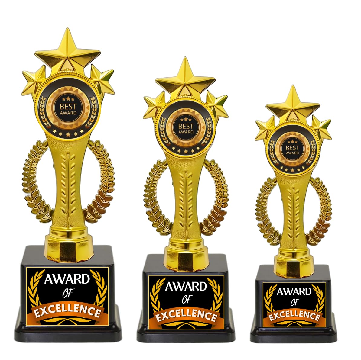 Three Star Trophy 1st 2nd 3rd Trophy Set || Excellence Award for Winners (Size - 8", 9",10") (B0DGFCX2YL) Amazon Price History, Amazon Price Tracker