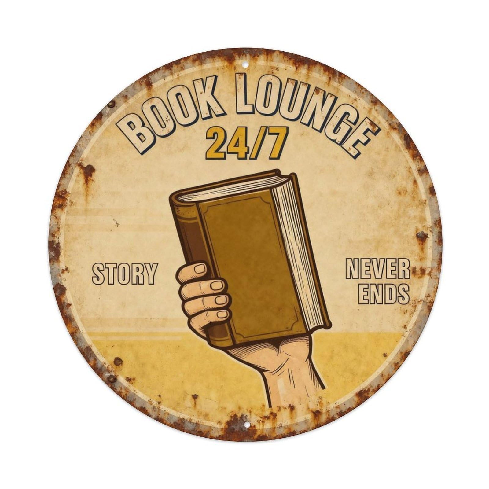 Book Lounge 247 Metal Tin Sign Plaque