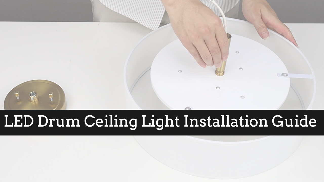 Image of DAYCENT Modern Gold LED Ceiling Light with Linen Drum Shade