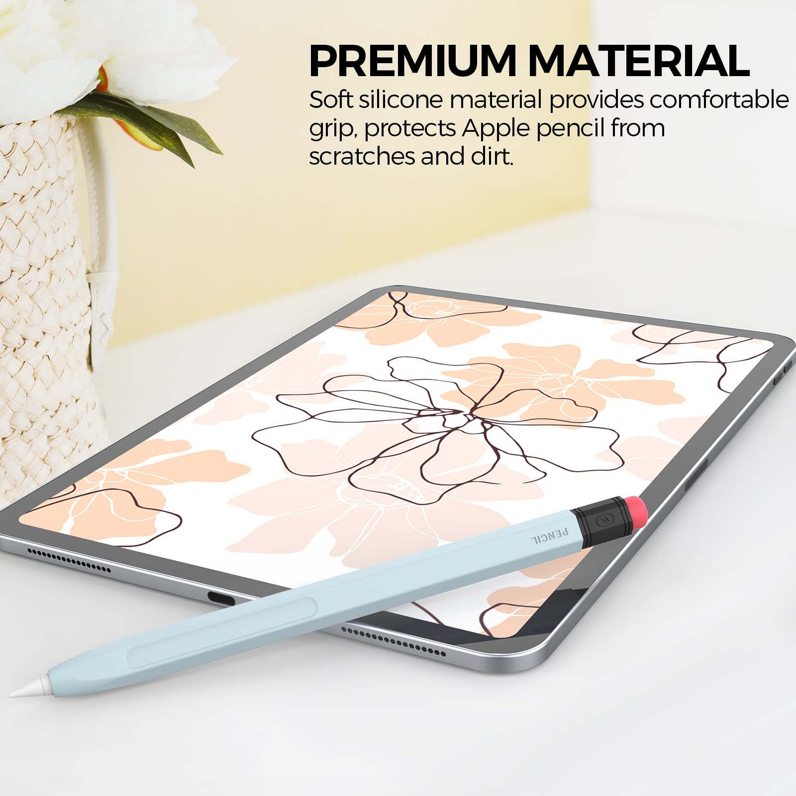 AhaStyle Classic Pencil Case for Apple Pencil 2nd Generation Silicone Case Apple Pencil Case Compatible with Magnetic Charging and Double Click (Light Blue) 2