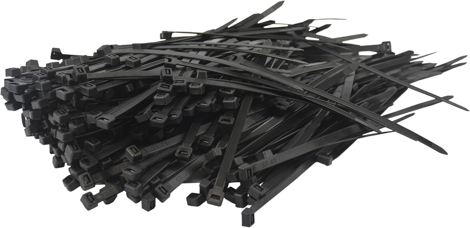 Pro Tie Heavy Duty Cable Ties, Self-Locking Nylon Cable Wire Ties for Indoor and Outdoor Use | 7.9-Inch, 120 lbs. Tensile Strength, UV Black Nylon, 500-Pack (PN: B8HD500)