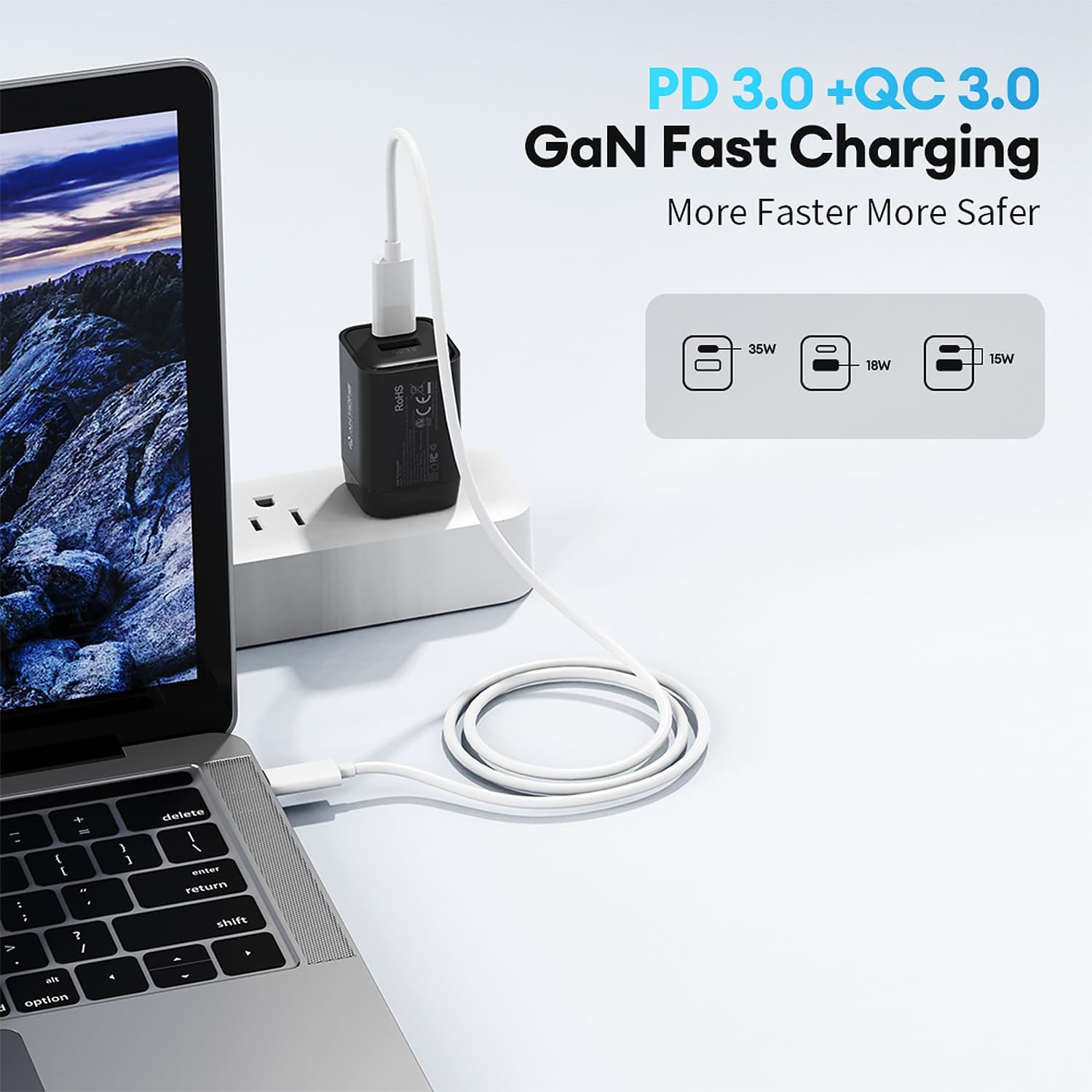 AnHome 35W USB C Dual Ports Fast Wall Charger Block, Type C Fast Charger Brick Compatible with MacBook Air/Notebook/iPhone 11/12/13/14/15 Pro Max, iPad, Tablets and More - Image 5