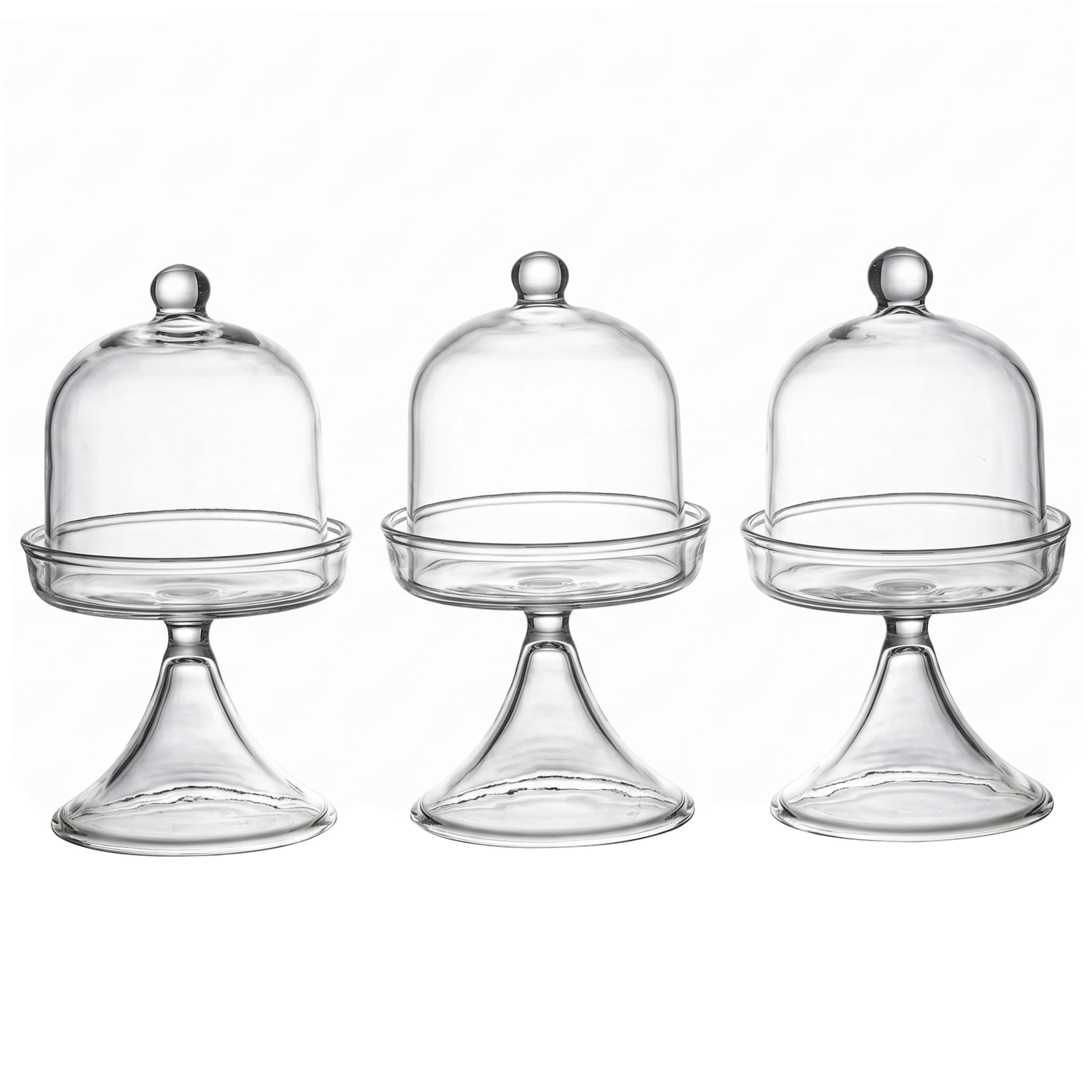 Support à gâteaux en verre avec dôme cloche transparente pour cupcake et mini dessert sur pied
