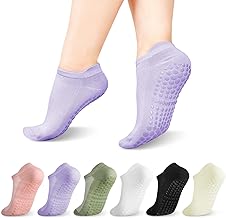 Women's Yoga Socks, Set of 6, Pilates Socks, Non-Slip, Breathable, Durable, Antibacterial, Odor Resistant, Stylish, Sports Socks, Pilates, Yoga, Ballet, Gymnastics, Dance