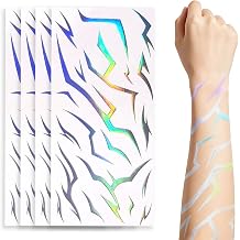 100 Demon Pattern Temporary Tattoos, 4 Sheets Iridescent Waterproof Laser Arms & Face Stickers, Hunter Cosplay Fake Tattoos for Halloween, Parties Laser Rainbow