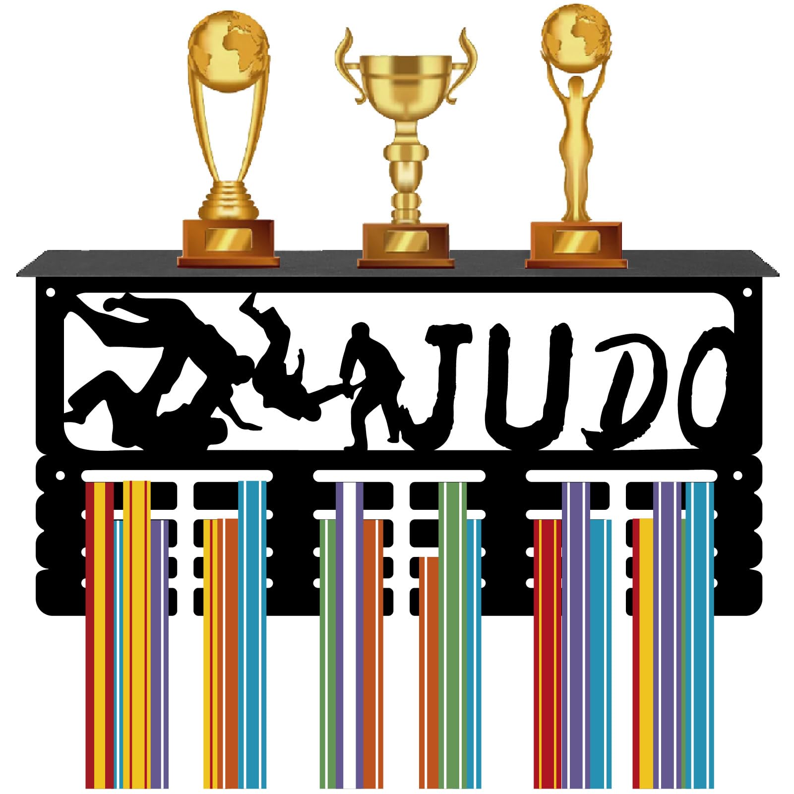 Porte-médailles judo étagère trophées et présentoir métal mural 70 médailles