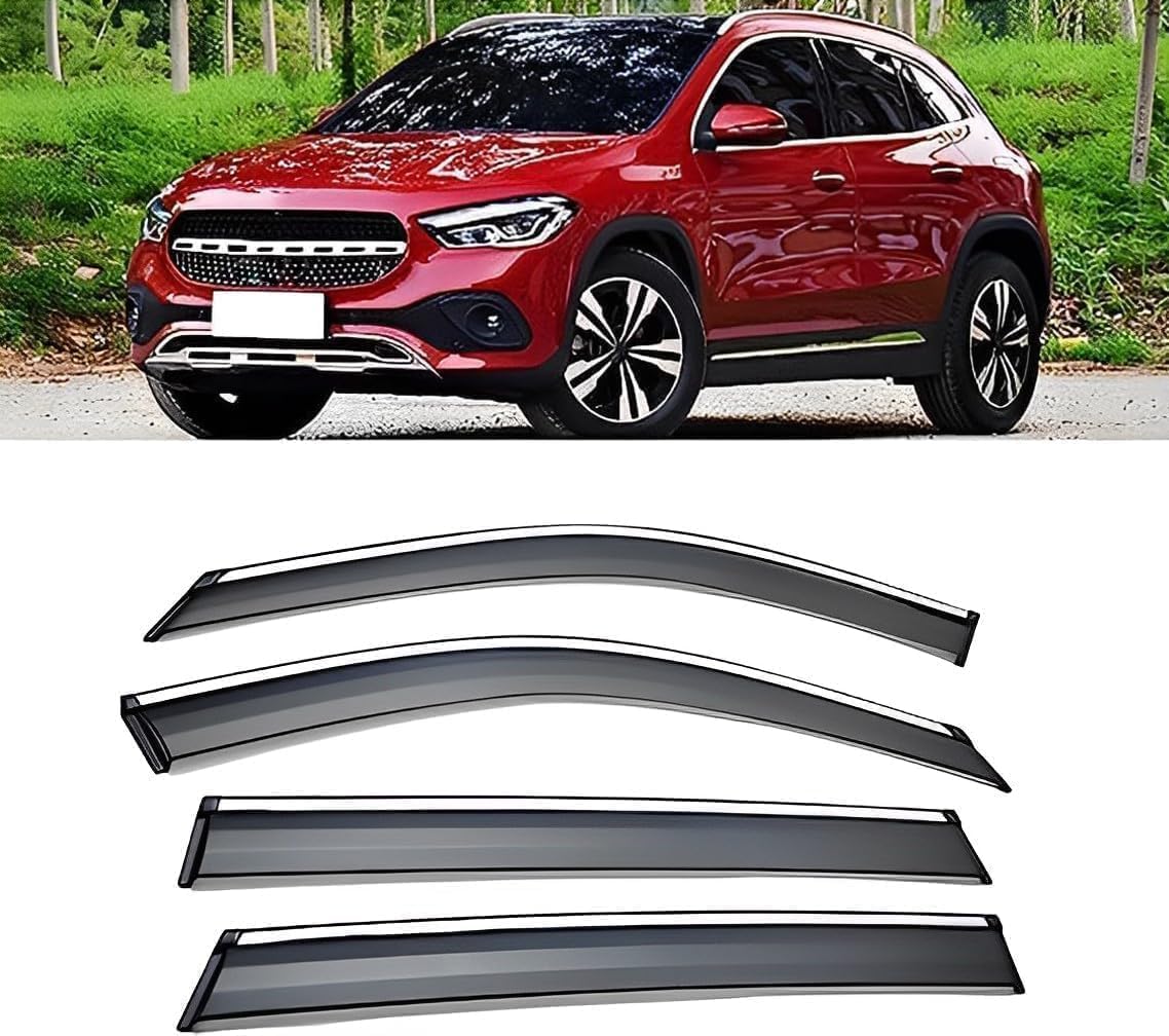 liufangfc Wind Deflectors for Benz GLA 2020 2021 – 4pc Tape-On Smoked Visors, Weatherproof, Anti-Salt/Snow, Low-Noise