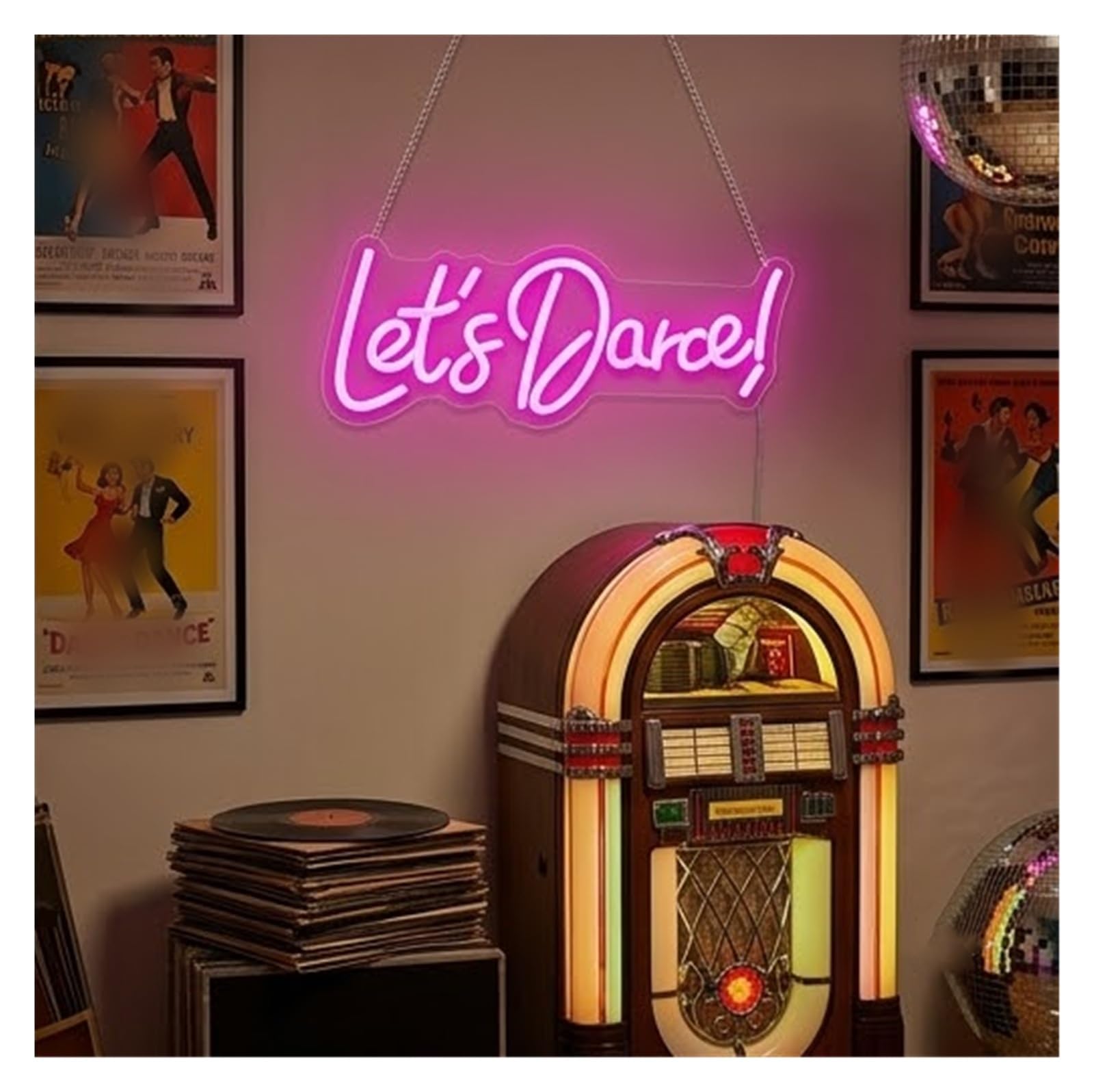 Insegna al Neon LED Let's Dance Insegna Al Neon Per Decorazioni Da Parete Luce A LED Per USB Per La Casa Bar Sala Per Feste Danza KTV Music Club 33.2cm×13.8cm