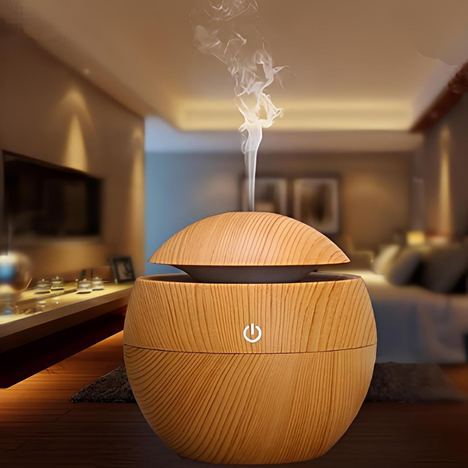 HPVS Glamour Natural Wood Grain Aroma Diffuser – Ultrasonic Humidifier with Soft LED Glow, USB Powered for Home & Office Decor-image-46