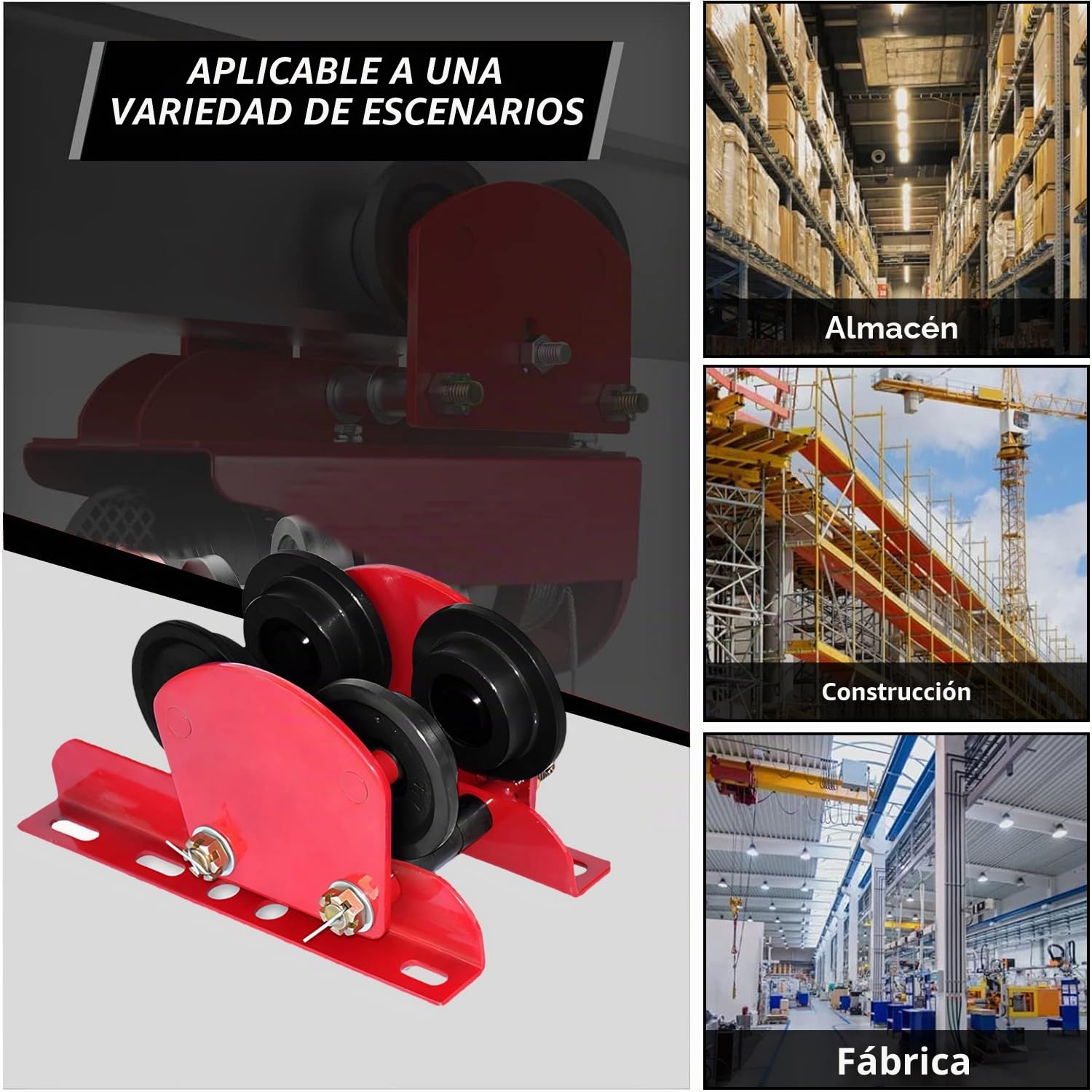 Carretilla hasta 500 kg, grúa 500 kg, vigas I 68-110 mm, suspensión doble, cabrestante ajustable