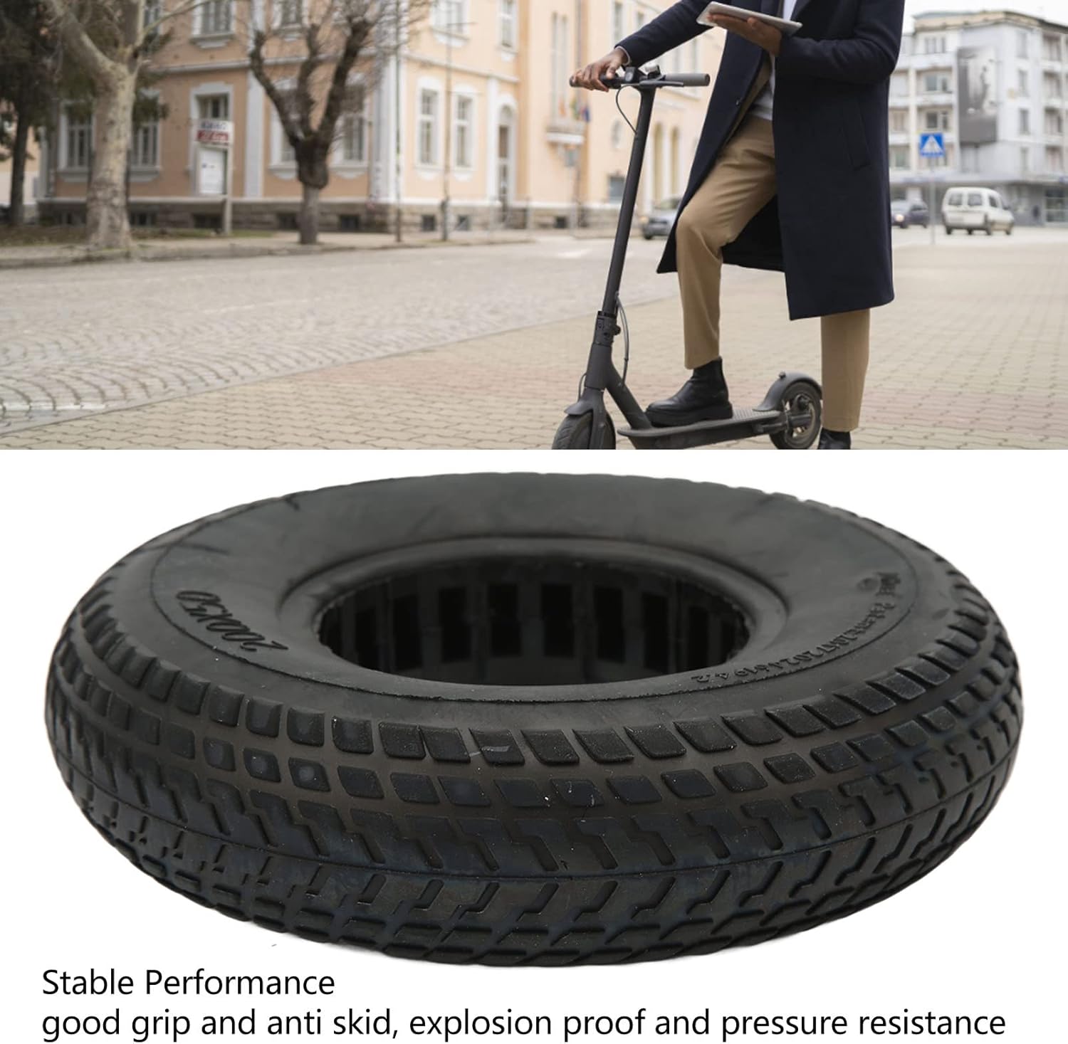 Uxsiya Solid Tires 8in Rubber Solid Tires Flat Shock Absorption Explosion Proof Electric Scooter Wheel for Scooter with 200x50 Outer Tire