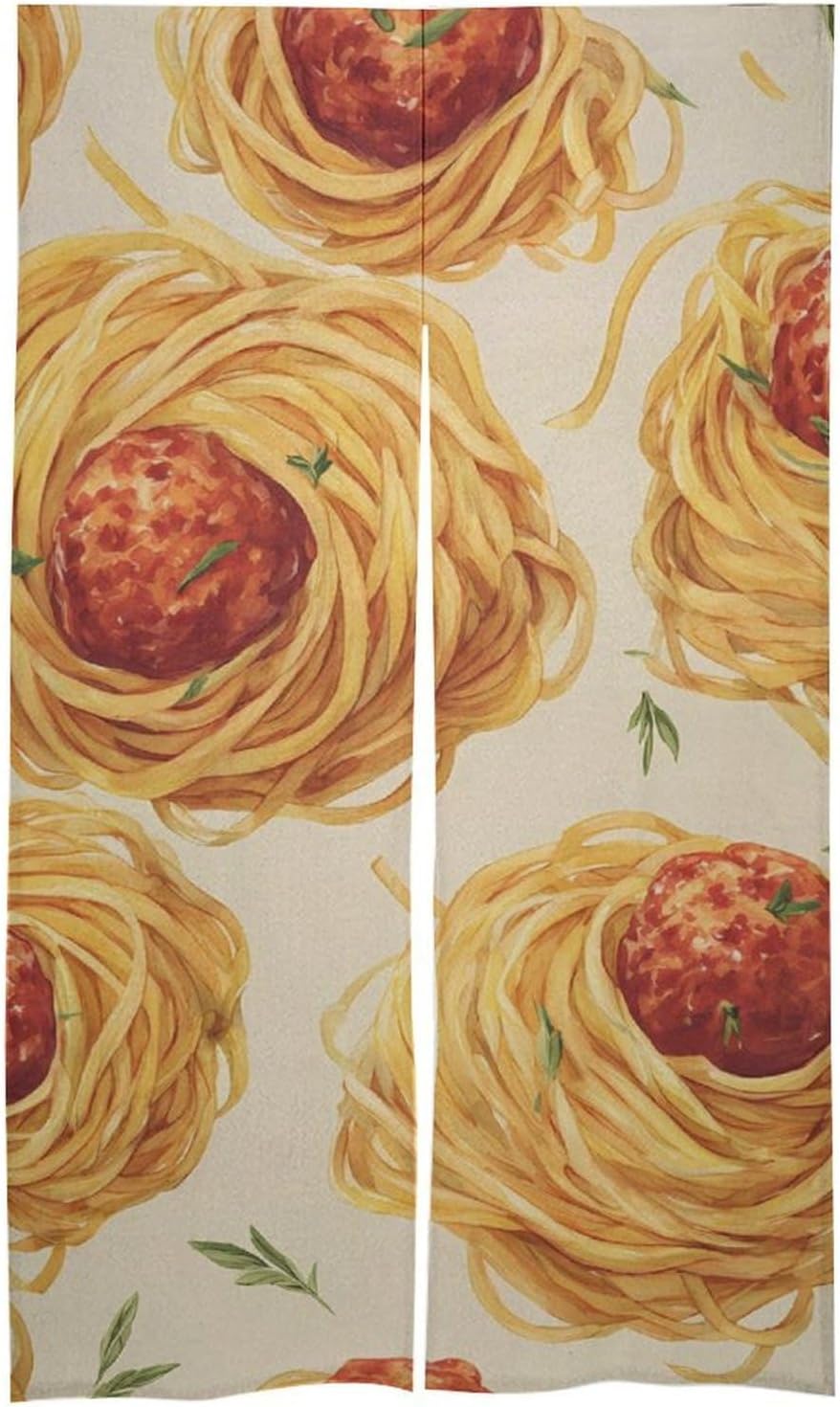 Meatballs Pasta Noodles Doorway Curtain Insulated Room Divider Drapes | white linen,privacy curtains
