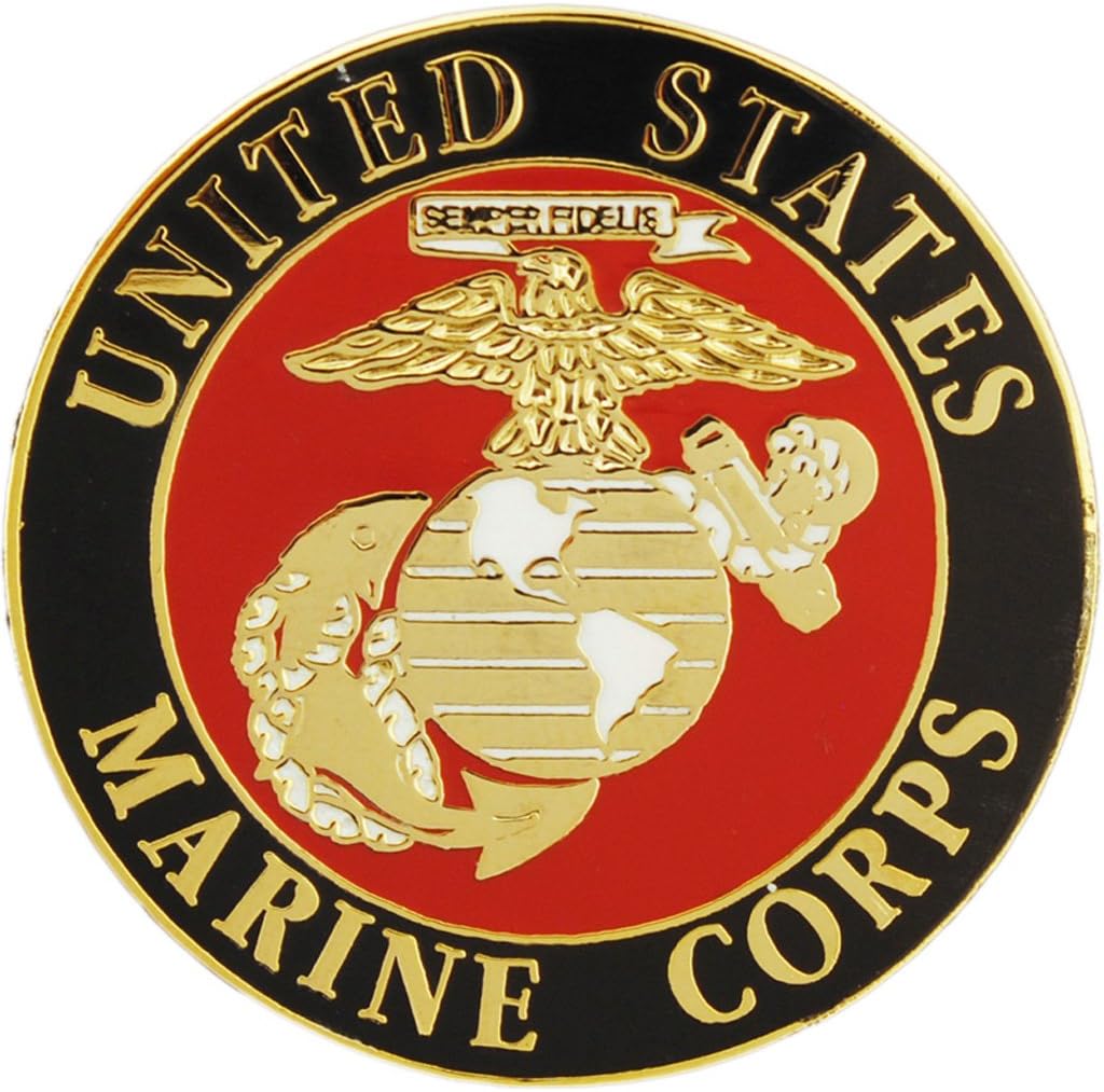 APOWUS United States Marines Logo Pin, Military Commemorative Collectible, Patriotic Gift, Red, Metal, Enamel, Modern, Unisex, Pin