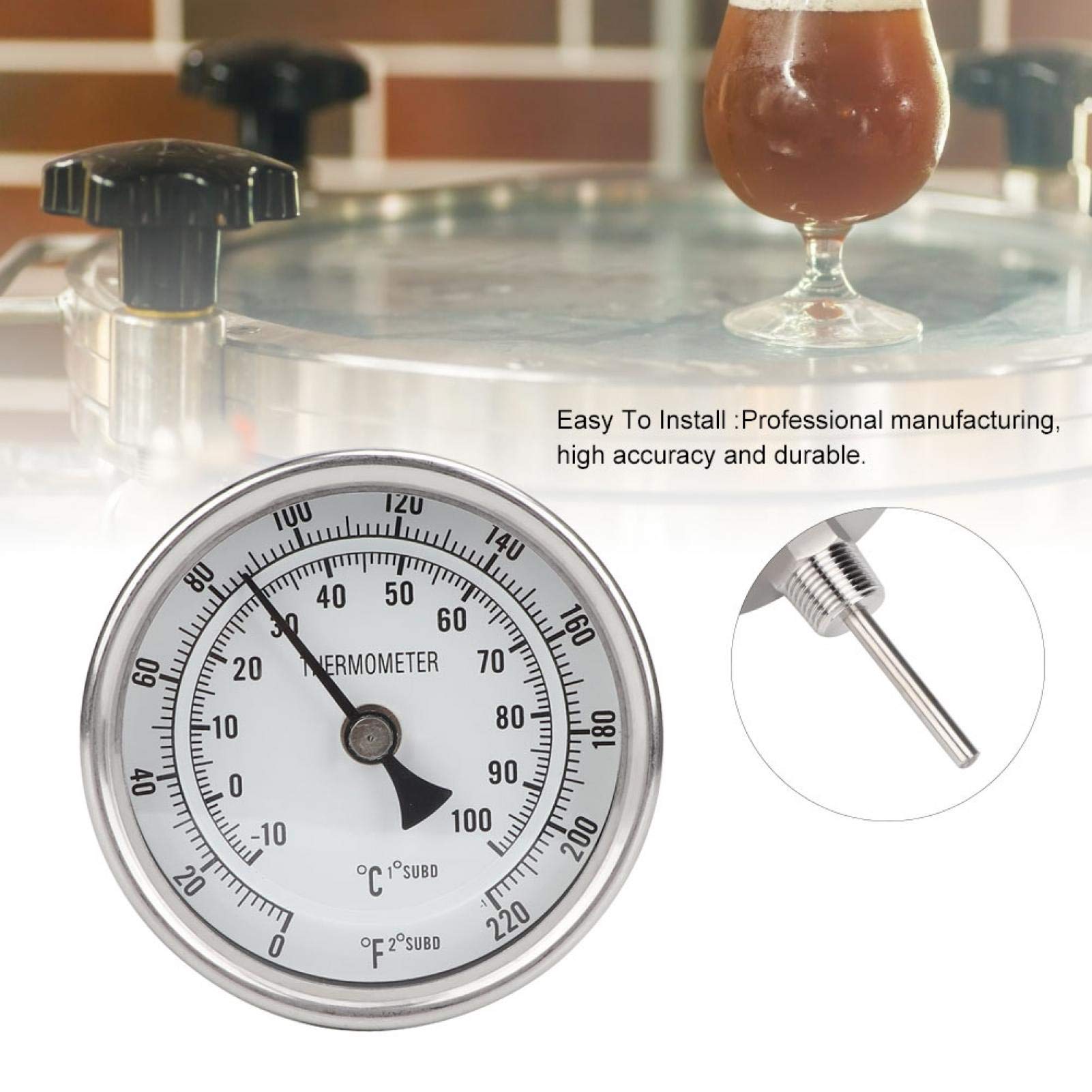 1/2 NPT Rvs Thermometer, schroefdraad Pot Thermometer Metalen