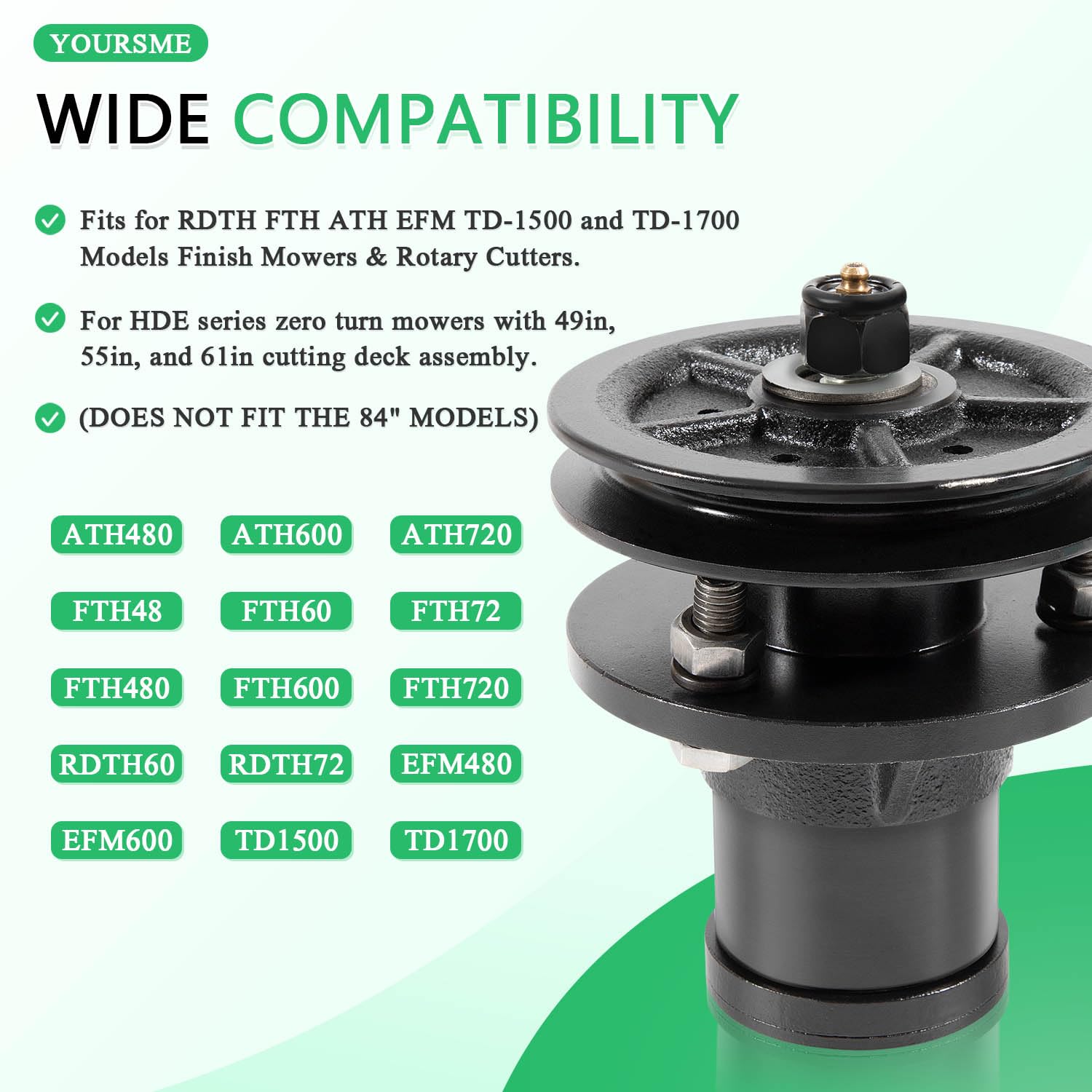 Yoursme Bush Hog 50051388 husillo de repuesto con polea 50074053