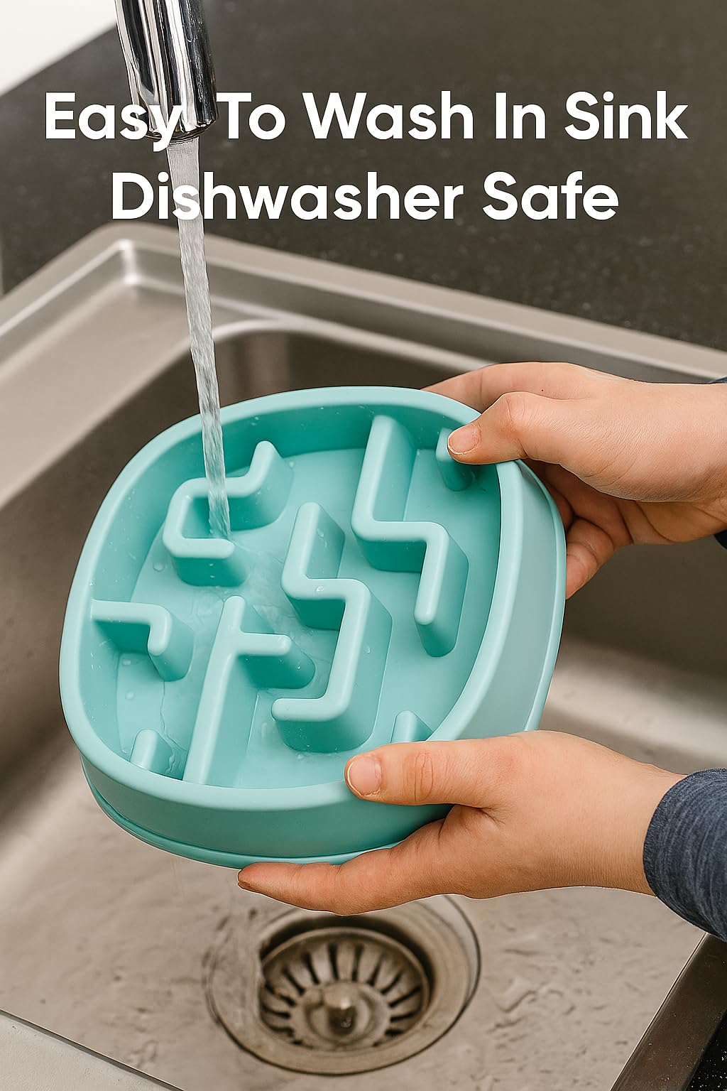 Slow Feeder Bowl, Puzzle Maze for Fast Eaters, Small to Medium Dogs, Helps Prevent Bloat & Aid Digestion, Holds 2 Cups Wet or Dry Food, Non-Slip, Made Without BPA, Blue - image 4