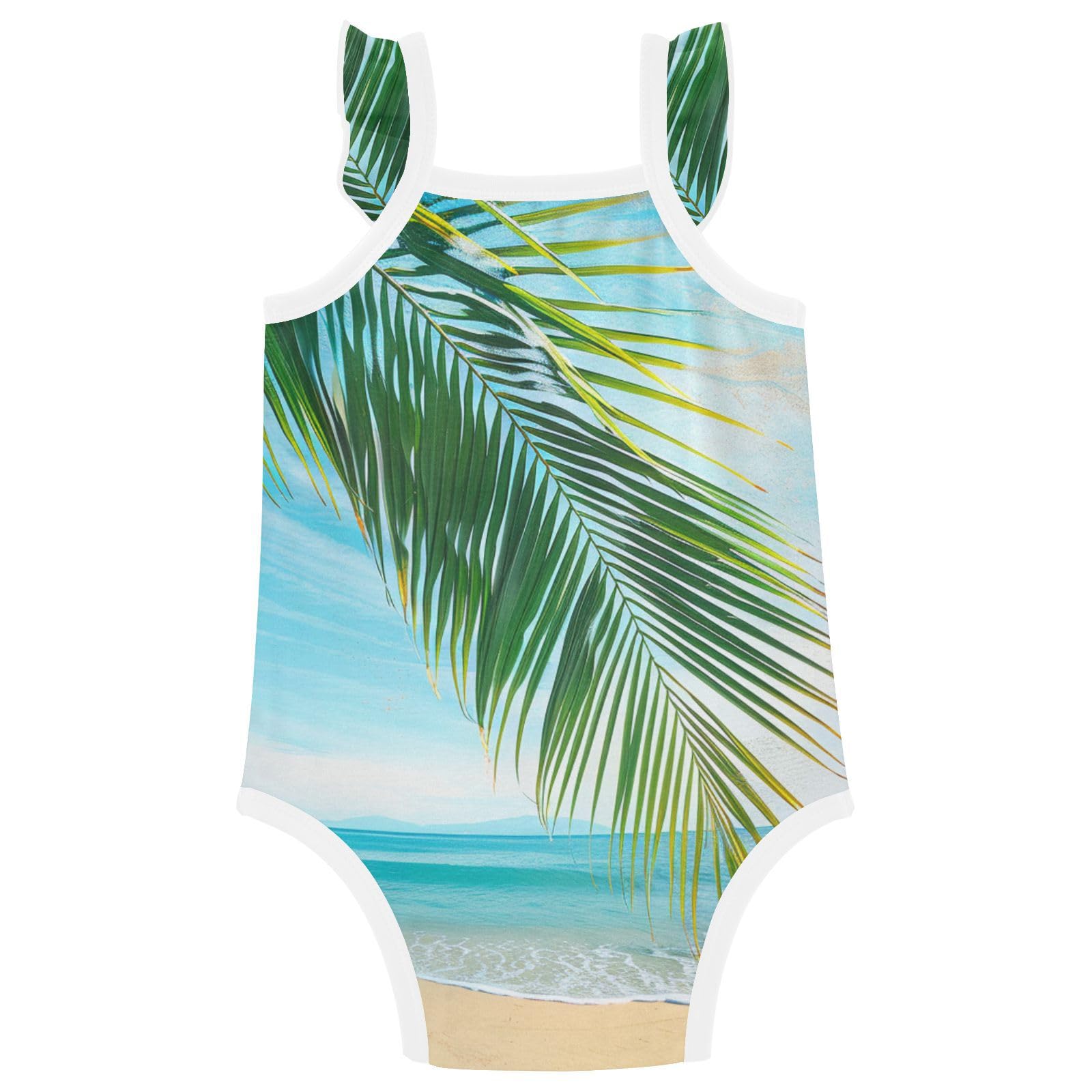 Baby Summer Cotton Bodysuits Soft Comfort Baby Sleeveless Undershirts 18M Beach Palm Leaf