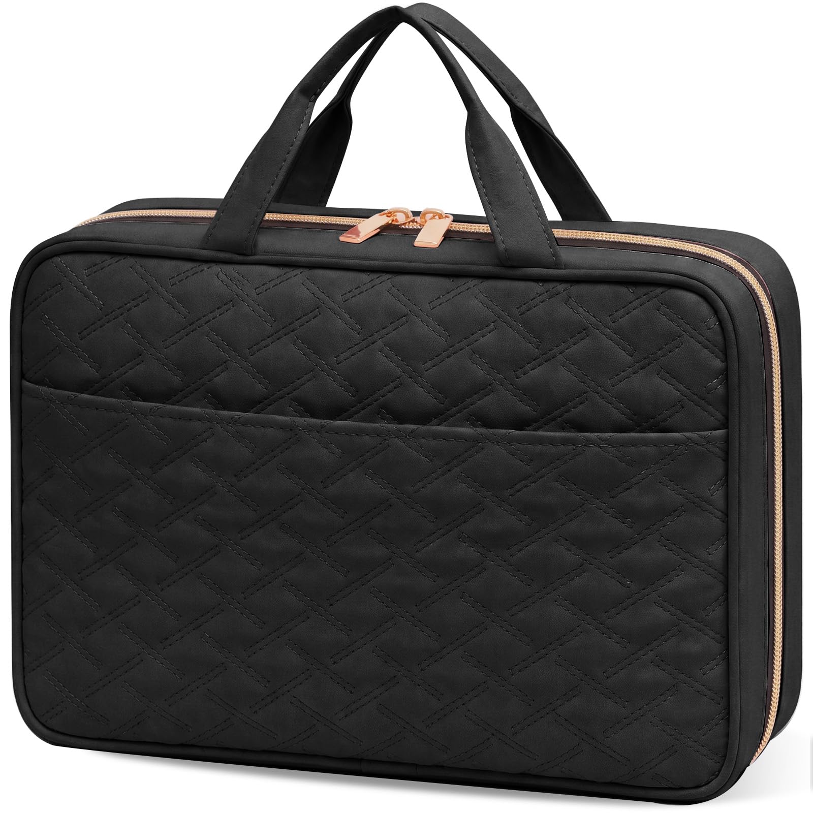 Lifewit Kulturtasche Damen zum Aufhängen, Kosmetiktasche L, Onyxschwarz | Kulturbeutel zum Aufhängen mit Haken und 4 Fächern, Waschtasche für Damen mit Sichtfach für Reisen, Bad und Wochenendtrips